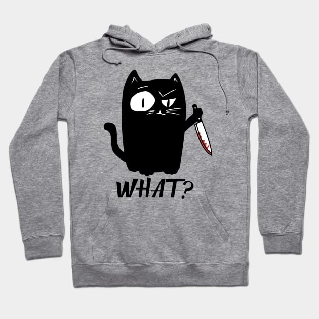 Cat What? Murderous Black Cat With Knife Hoodie by MasutaroOracle